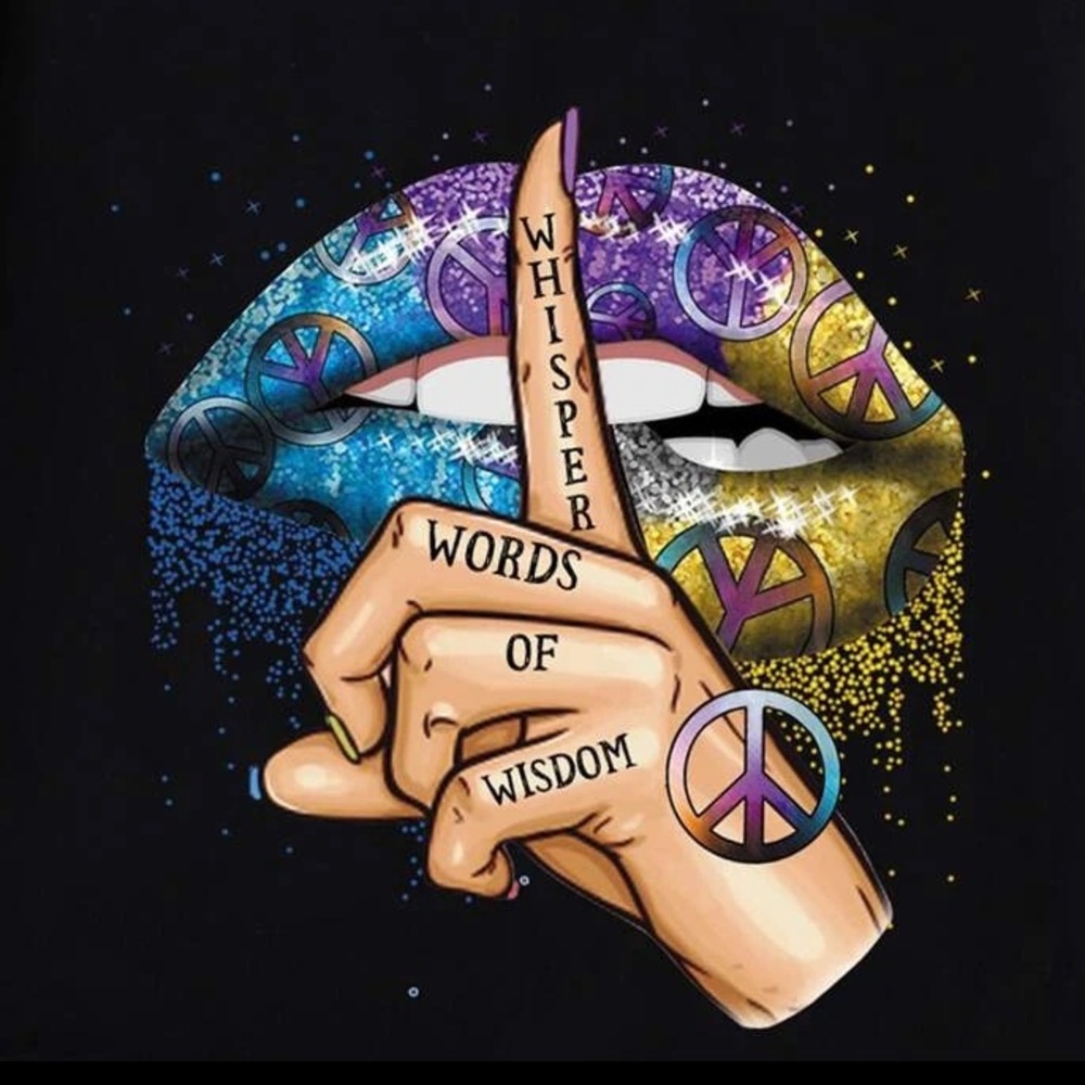 Shein Hippie Boho Whisper Words Of Wisdom Oversized Black Tee - Picture 3 of 9